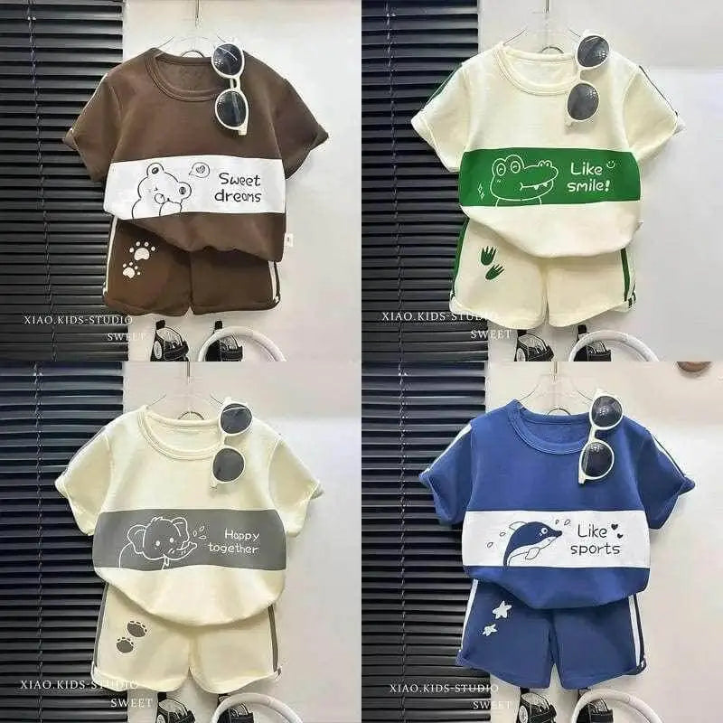 Ensemble d'été rayé à manches courtes pour enfant, vêtement pour bébé, fille et garçon, nouvelle collection 2024