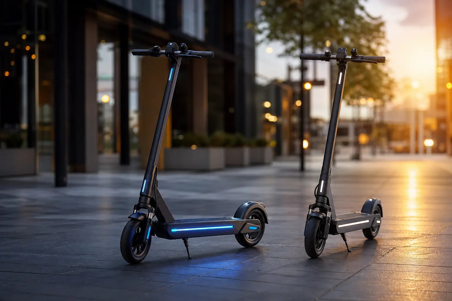 Trottinettes électriques urbaines avec éclairage LED — LeGeekShop