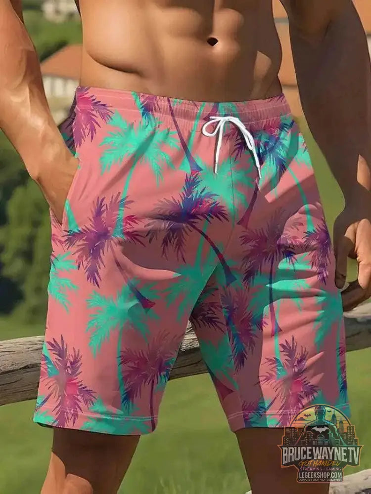 🩳 Short de plage imprimé cacahuètes 3D – Harajuku & Palmiers exotiques - Legeekshop