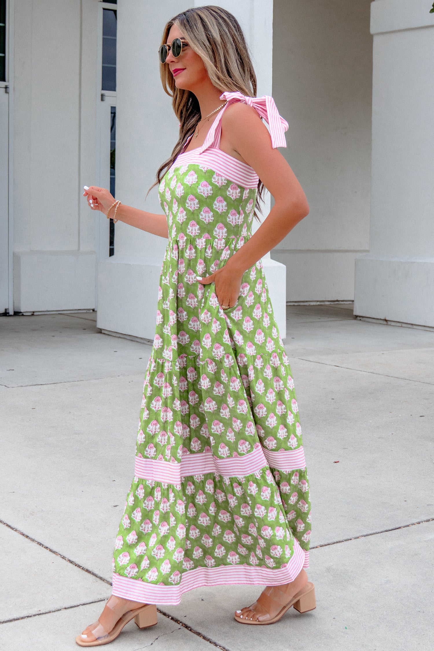 Green Floral Print Striped — Dresses/Floral Dresses, vue 6, LeGeekShop