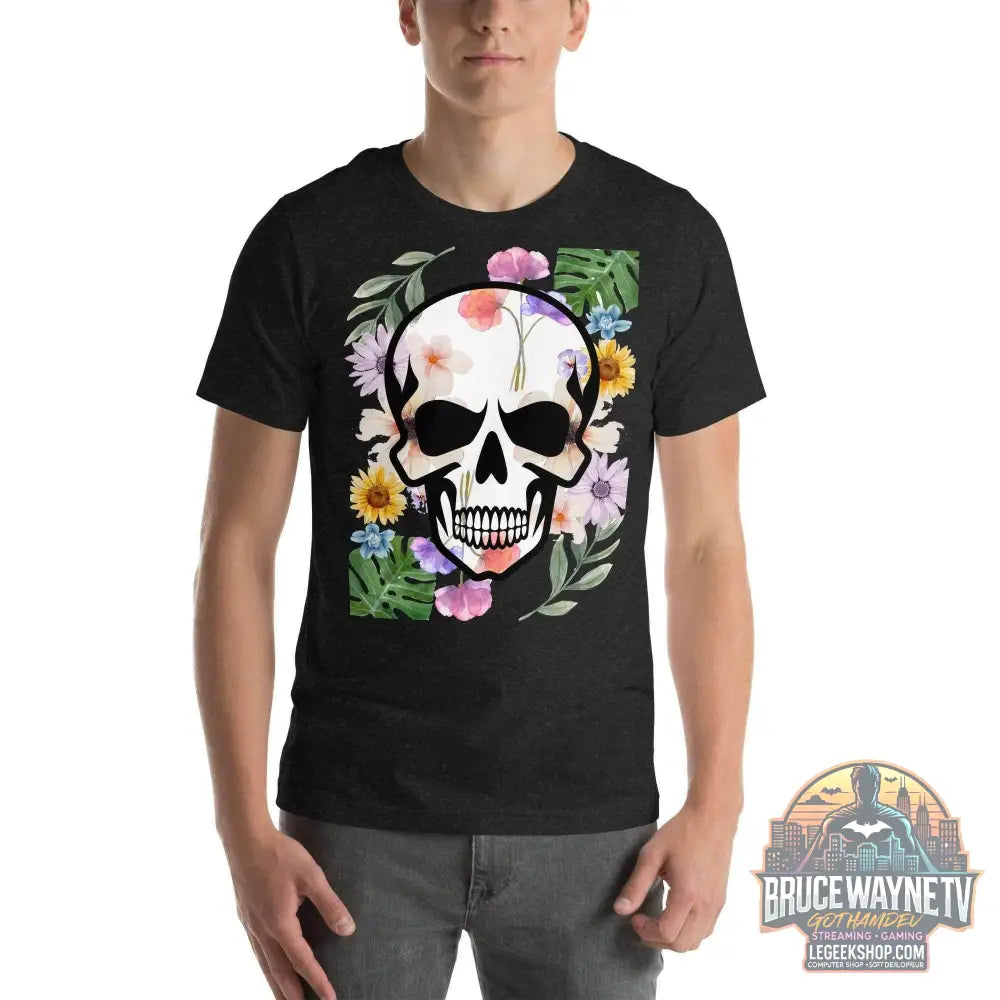T-shirt Unisexe à Imprimé Crâne et Fleurs - Mode Estivale | Wayne Outfitters - Legeekshop