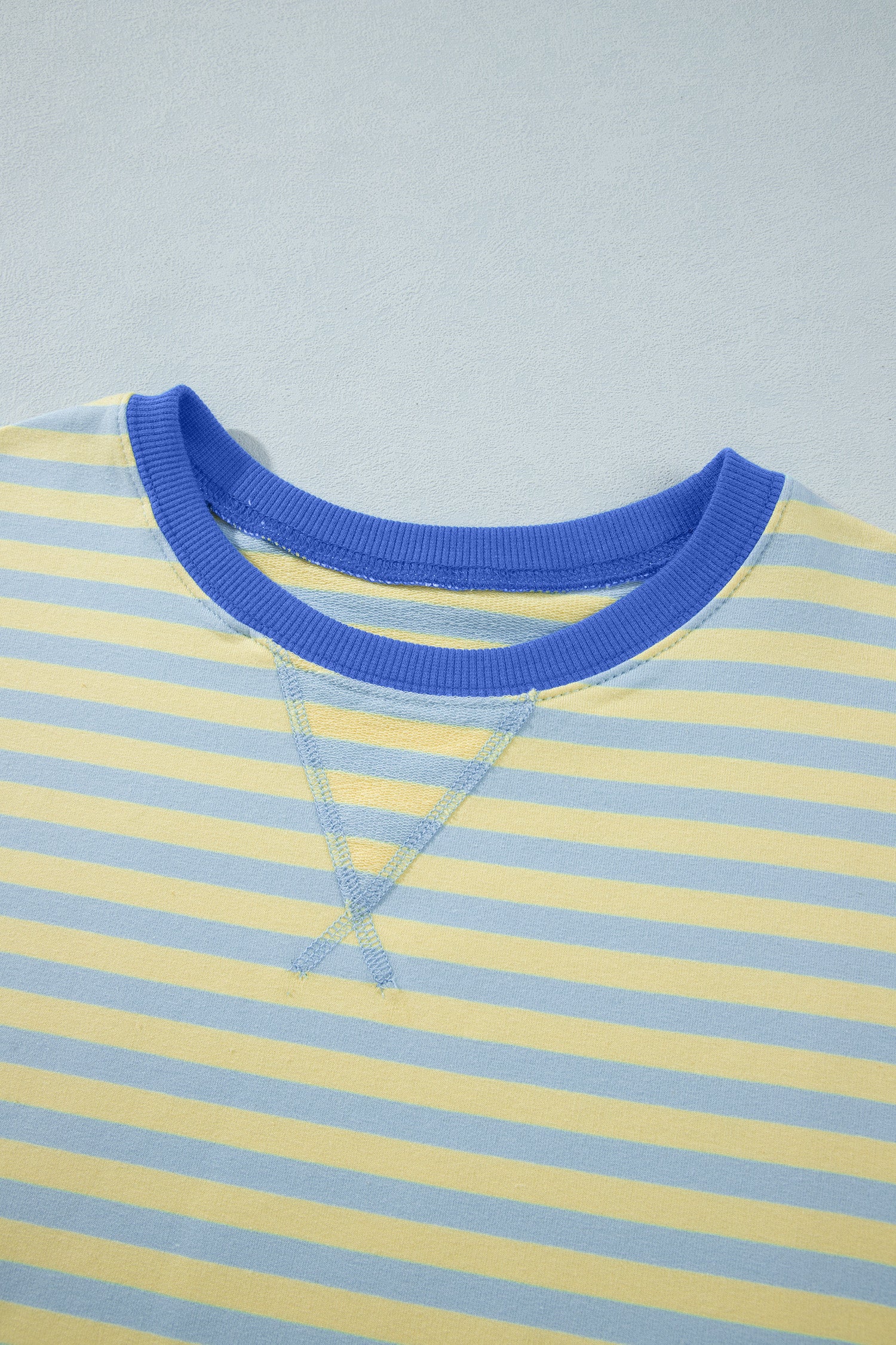 Pink Stripe Colorblock Trim Crew Neck Loose Tee Drawstring Elastic Waist 2pcs Pant Set