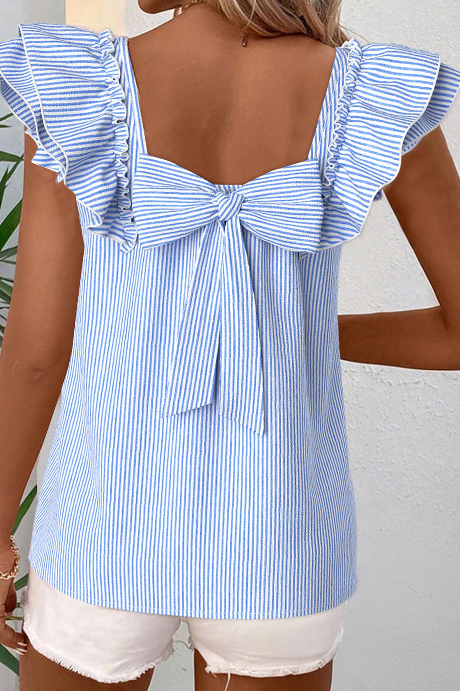 Sky Blue Stripe Square — Tops/Blouses & Shirts, photo principale LeGeekShop