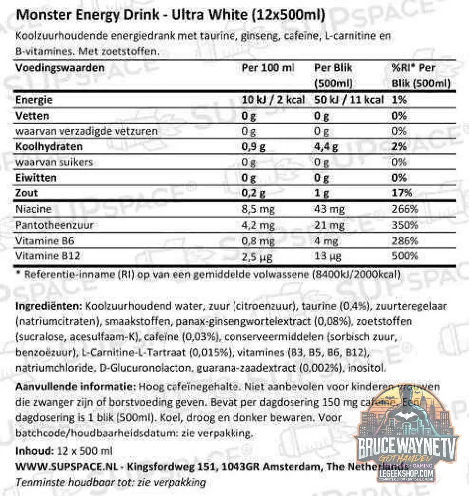 Monster Energy Ultra White (12 x 500 ml) ou à l'unité - Legeekshop