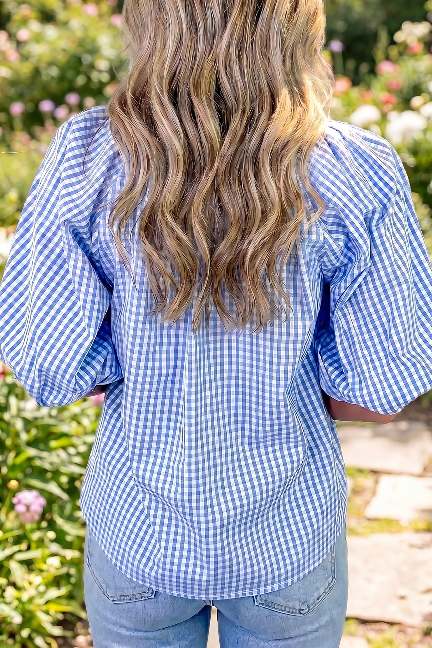 Sky Blue Summer Plaid — Tops/Blouses & Shirts, vue 2, LeGeekShop