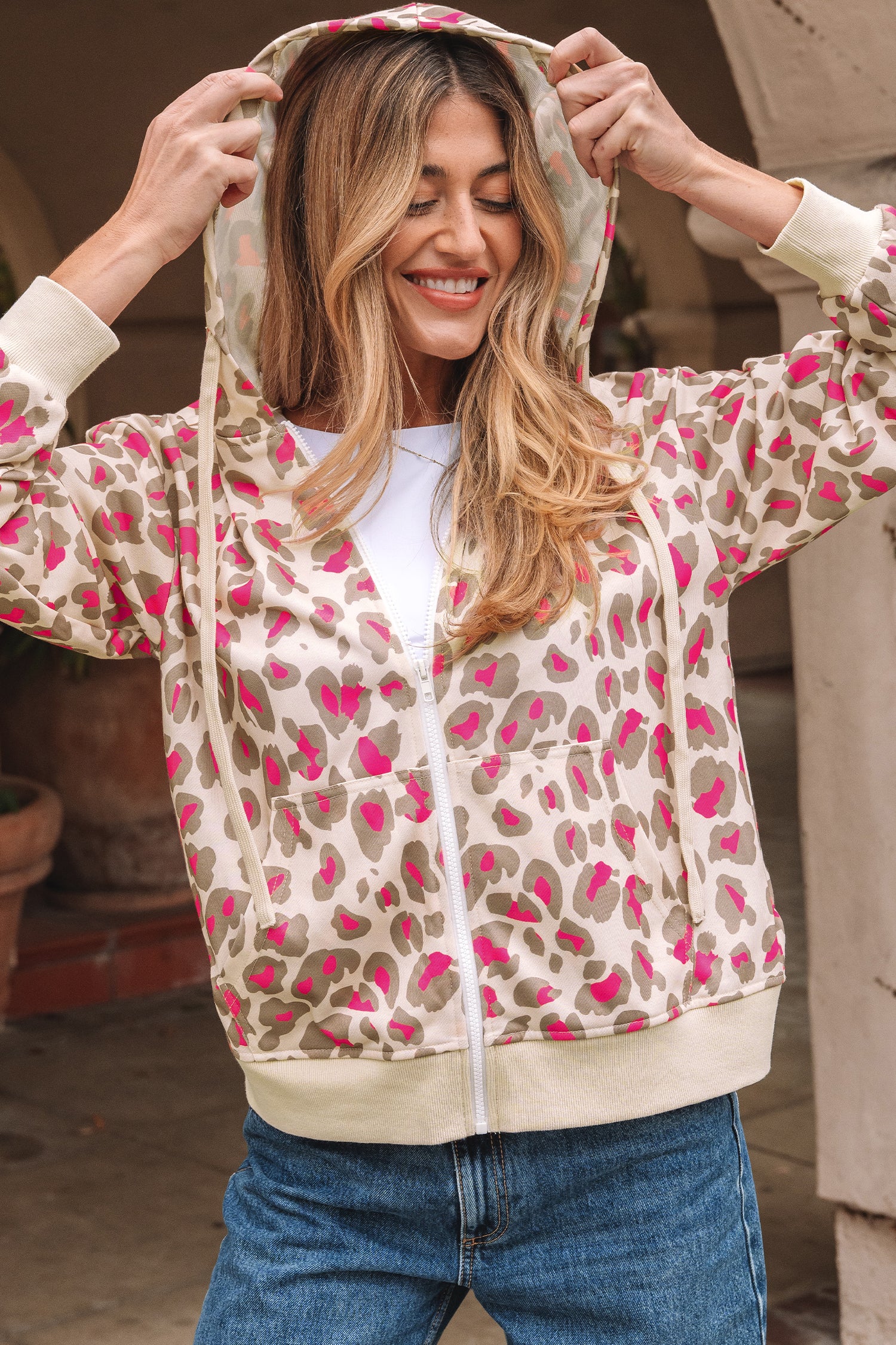 Rose Leopard Print Zip — Tops/Sweatshirts & Hoodies, vue 7, LeGeekShop