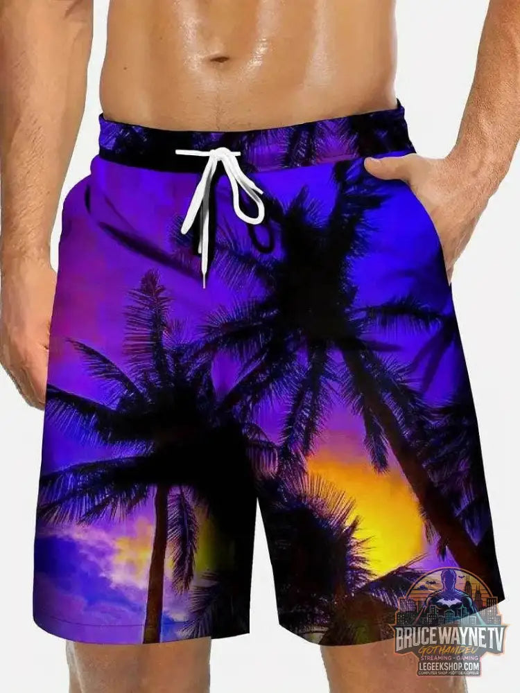 🩳 Short de plage imprimé cacahuètes 3D – Harajuku & Palmiers exotiques - Legeekshop