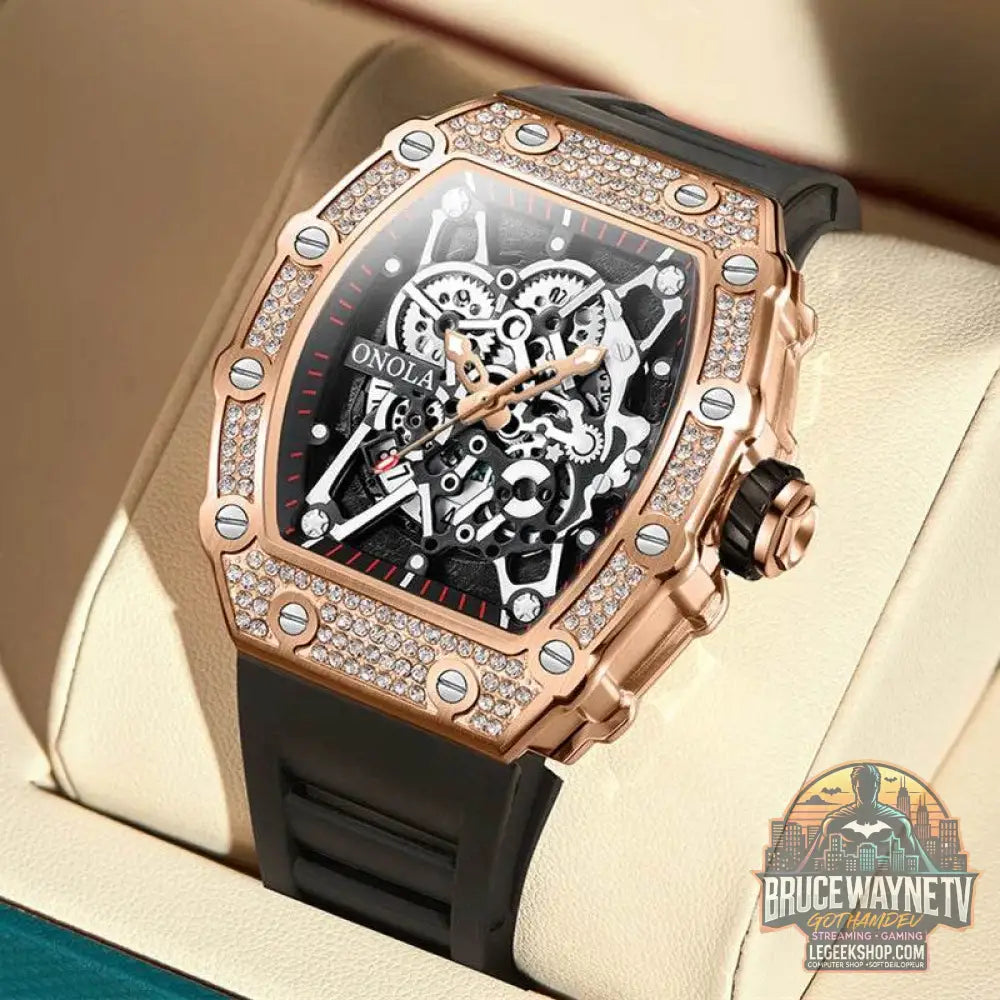 Montre ONOLA Homme, Quartz, Design Incrusté de Diamants, Étanche | Wayne Outfitters - Legeekshop