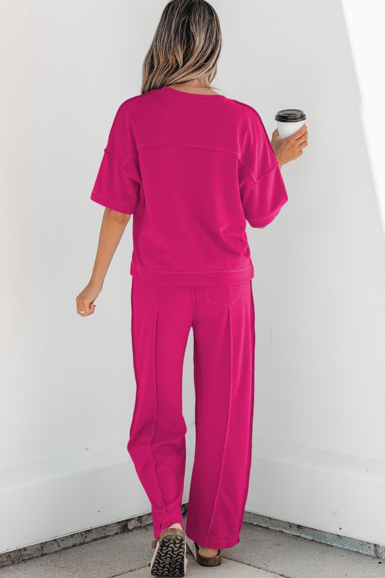 Racing Red Drop Shoulder Boxy Tee and Barrel Pants Set