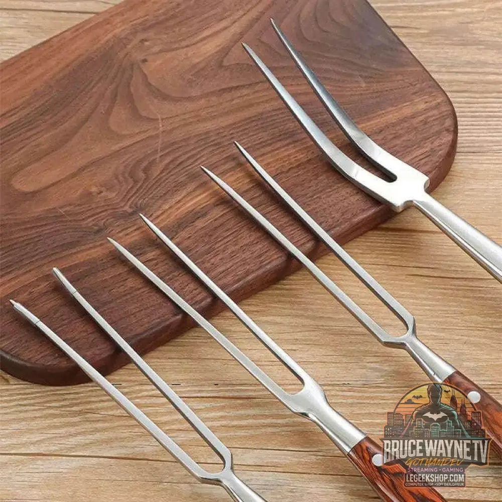🔥 Set de Fourchettes à Barbecue – Acier Inoxydable & Bois – Accessoires de Grill - Legeekshop