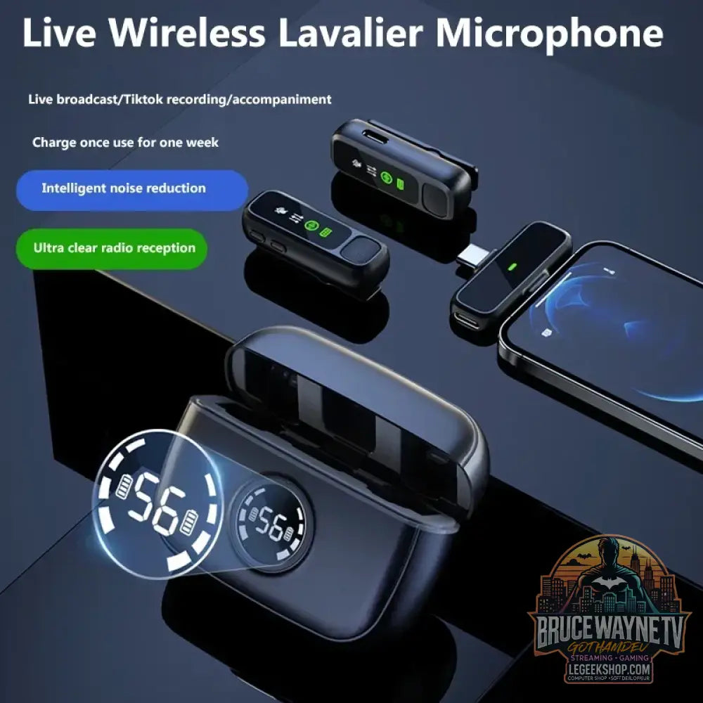 Microphone Sans Fil Bluetooth Portable - Enregistrement Audio Vidéo Lavalier pour iPhone & Android avec réduction de bruit.