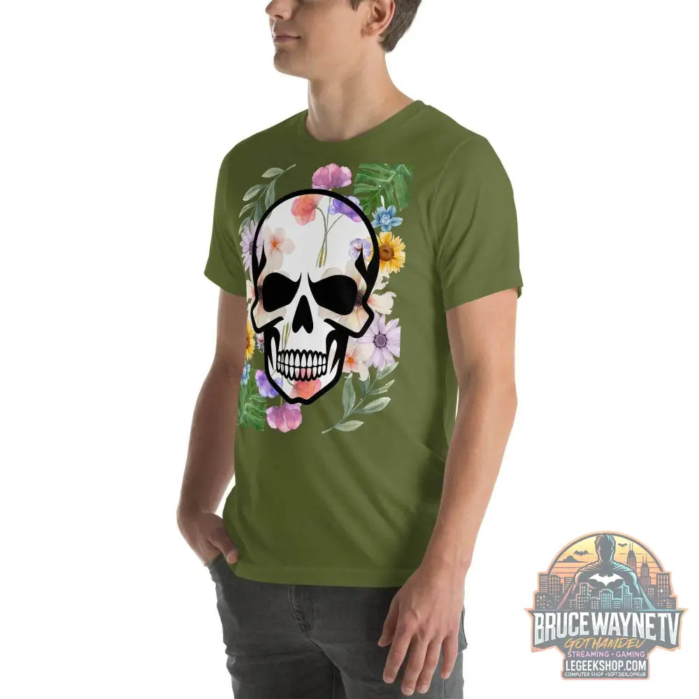 T-shirt Unisexe à Imprimé Crâne et Fleurs - Mode Estivale | Wayne Outfitters - Legeekshop