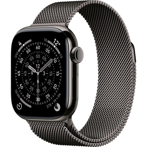 Apple Watch Titan Schiefer, bracelet / boîtier titane, 42 mm, Milanaise Armband schiefer S/M, Cellular - Apple - vue 2