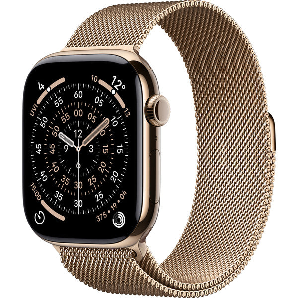 Apple Watch Titan Gold, bracelet / boîtier titane, 46 mm, Milanaise Armband gold M/L, Cellular - Apple - vue 2