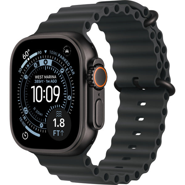 Apple Watch noir, 49 mm, Ocean Band noir, bracelet / boîtier titane, Cellular - Apple - vue 2