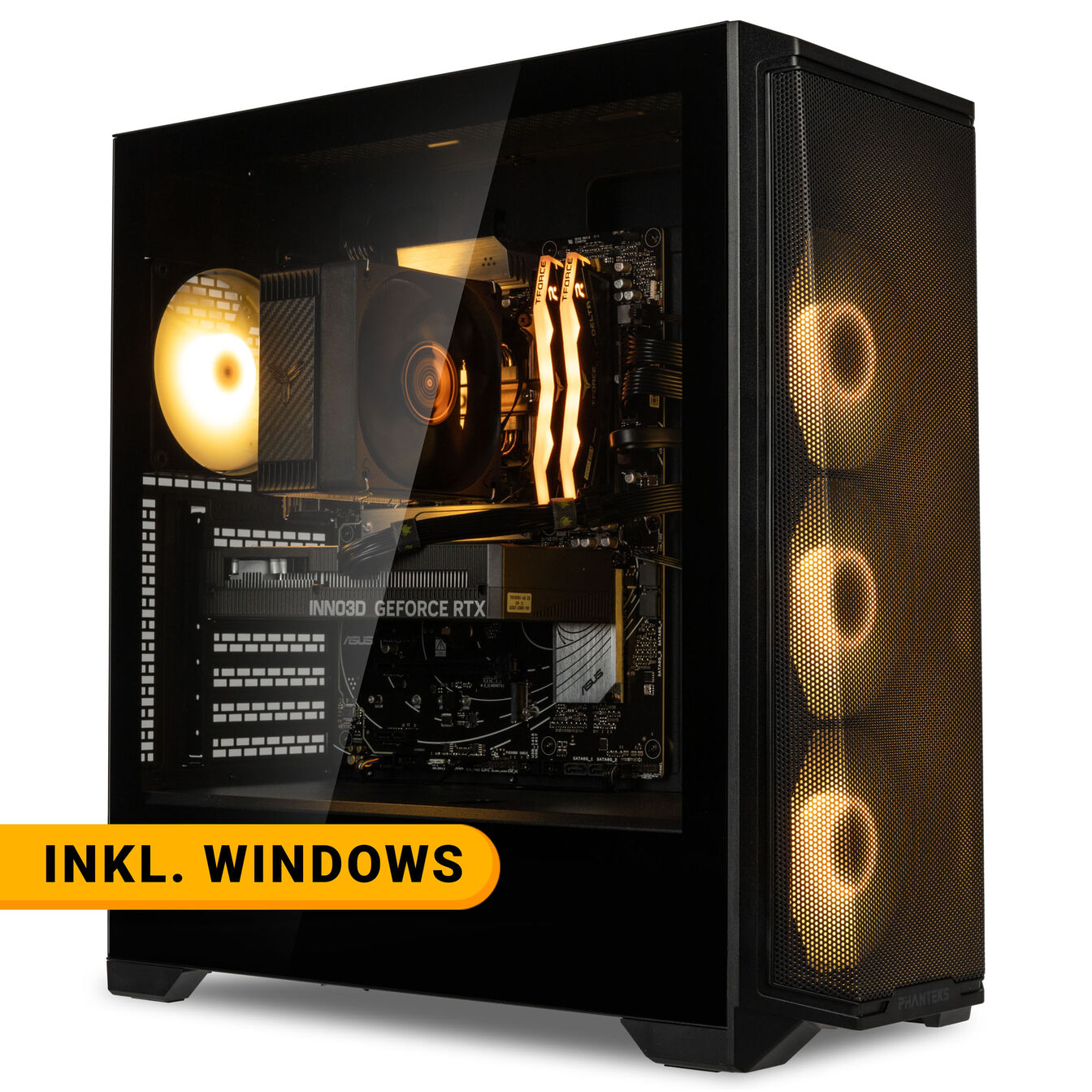 KingForge Gaming-PC Bronze, AMD Ryzen 5 7500F, RTX 5060, Phanteks Eclipse G370A – Fertig-PC avec Windows - King Mod Systems - vue 2