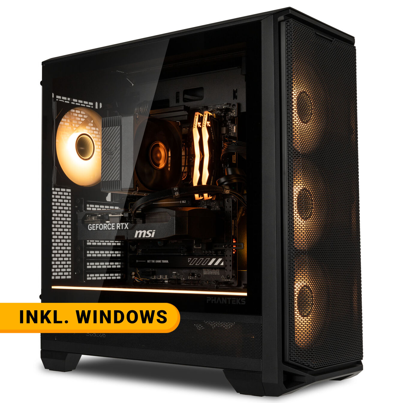 KingForge Gaming-PC Gold, AMD Ryzen 5 7500X3D, RTX 5070, Phanteks Eclipse G400A – Fertig-PC avec Windows - King Mod Systems - vue 2
