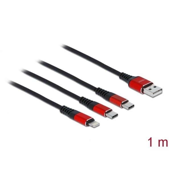 DeLOCK USB câble de charge, USB-A Stecker > 2x USB-C + Lightning Stecker - DeLOCK - vue 2