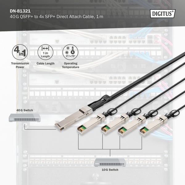 € 42,01 Digitus 40G QSFP+ zu 4XSFP+ Direct Attach câble 1m - Digitus - vue 5