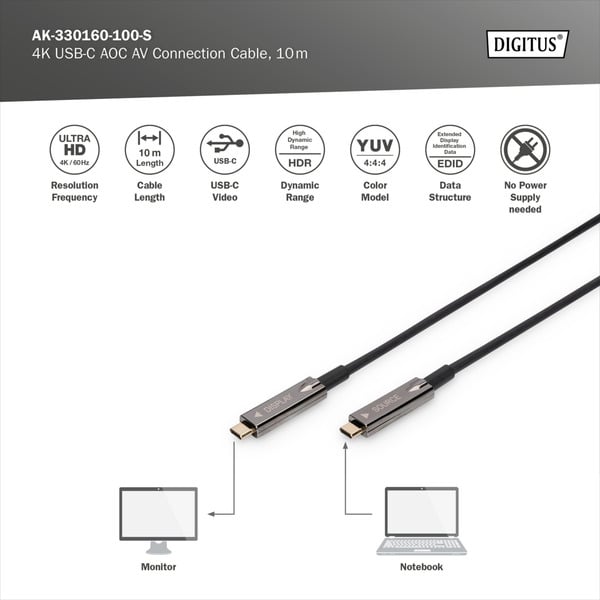 Digitus 4K USB-C AOC AV-Anschlusskabel - Digitus - vue 3