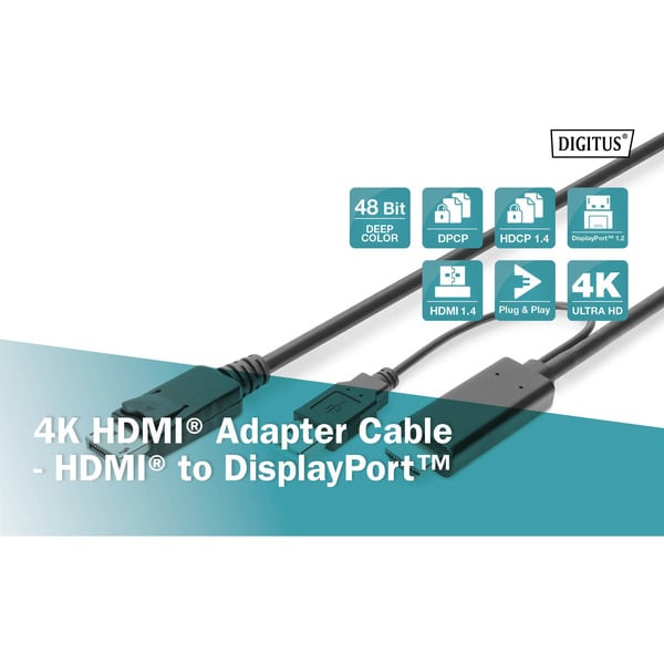 Digitus Adapterkabel HDMI > Displayport, UHD 4K - Digitus - vue 4