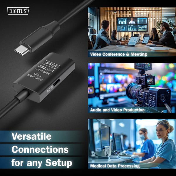 Digitus Aktives USB 3.2 Gen 1 Verlängerungskabel, USB-C Stecker > USB-C Buchse - Digitus - vue 7