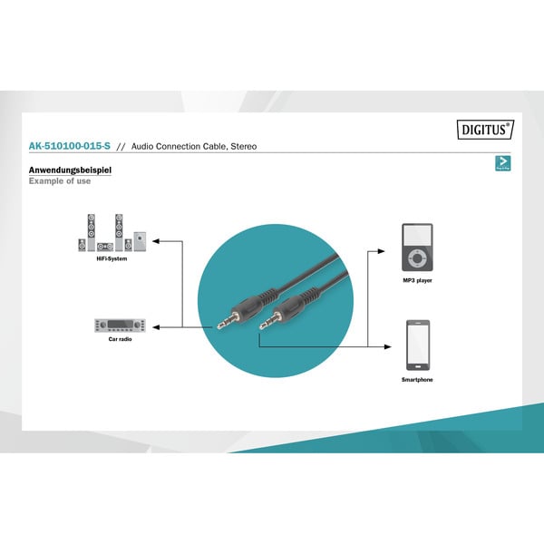 (€ 0,67 / 1 m) Digitus Audio-Anschlusskabel 3,5mm jack, Stereo - Digitus - vue 5