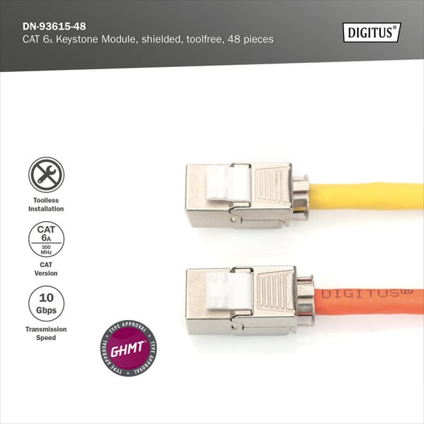 (€ 2,13 / pièces) Digitus CAT 6A Keystone-Modul geschirmt werkzeugfrei 48 Stk. - Digitus - vue 5