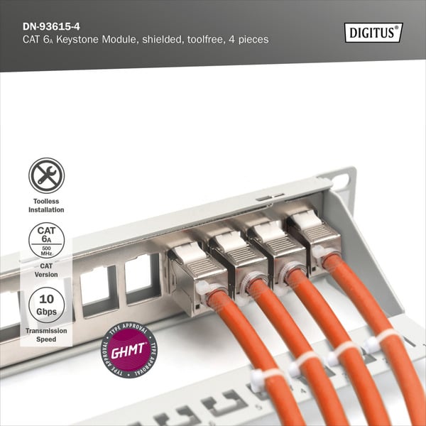 (€ 2,16 / pièces) Digitus CAT 6A Keystone Modul geschirmt werkzeugfrei 4 Stk., Keystone-Modul - Digitus - vue 10