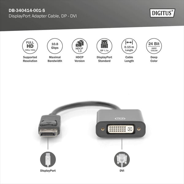 € 6,63 Digitus DisplayPort auf DVI Adapter / Konverter - Digitus - vue 5