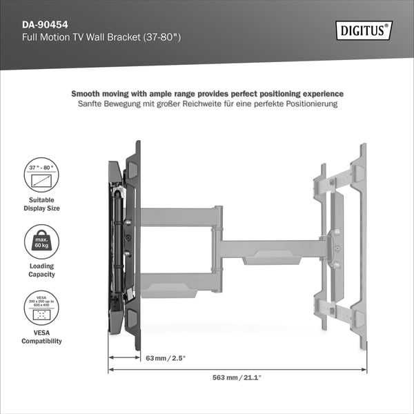 Digitus Full Motion TV-Wandsupport 37" - 80" - Digitus - vue 5