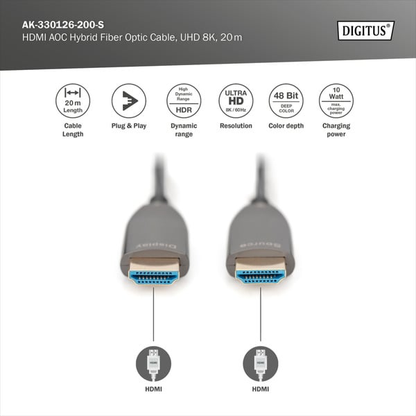 Digitus HDMI AOC Hybrid Glasfaserkabel, UHD 8K - Digitus - vue 6