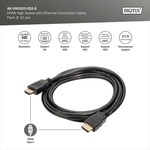Digitus HDMI High Speed câble avec Ethernet, 10er Pack - Digitus - vue 3