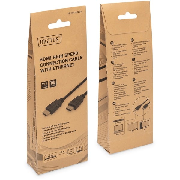(€ 2,94 / 1 m) Digitus HDMI Premium High Speed Anschlusskabel, avec Ethernet, UHD 4K - Digitus - vue 3