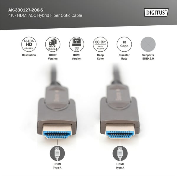 Digitus HDMI / Micro HDMI AOC Hybrid Glasfaserkabel, UHD 4K - Digitus - vue 6