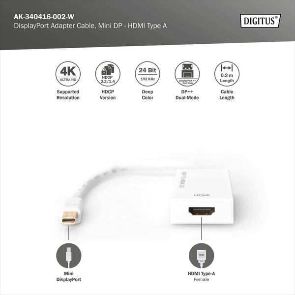 Digitus Mini DisplayPort auf HDMI Adapter / Konverter - Digitus - vue 5