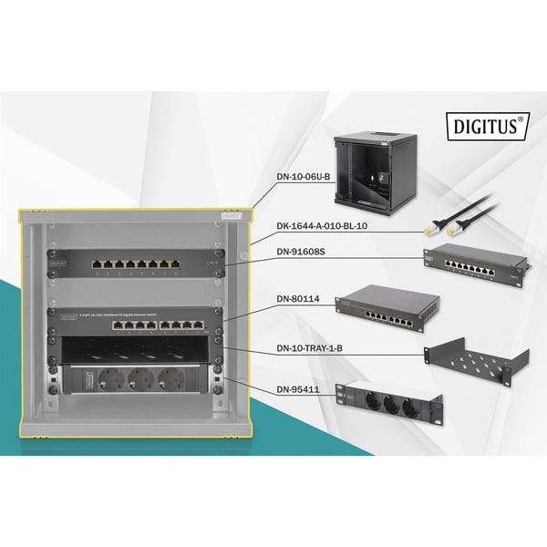 Digitus Netzwerk-Set 254 mm (10") - 6HE, 312 x 300 mm (B x T), IT-Schrank - Digitus - vue 8
