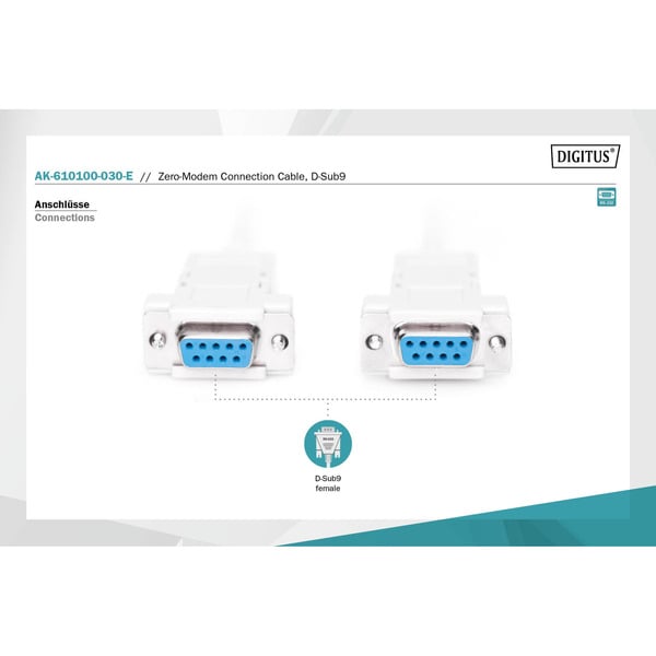 (€ 0,78 / 1 m) Digitus Null-Modem Anschlusskabel - Digitus - vue 3