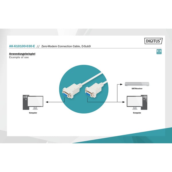(€ 0,78 / 1 m) Digitus Null-Modem Anschlusskabel - Digitus - vue 4