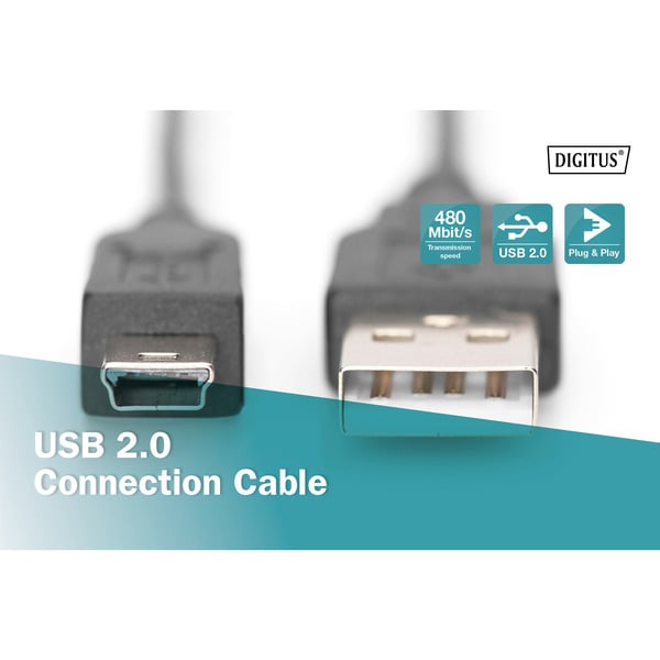 Digitus USB 2.0 câble, USB-A Stecker > mini USB Stecker - Digitus - vue 5