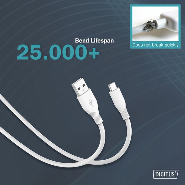 Digitus USB 2.0 Silikon-Anschlusskabel USB-A > USB-C - Digitus - vue 7