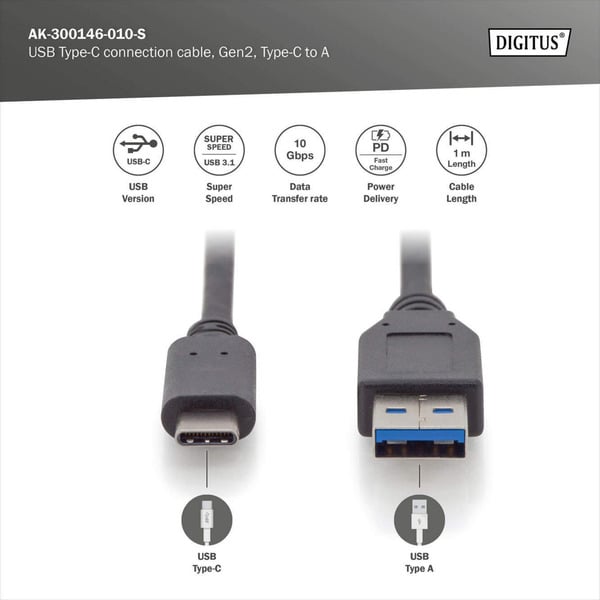 Digitus USB 3.2 Gen 2 Anschlusskabel USB-A > USB-C - Digitus - vue 5