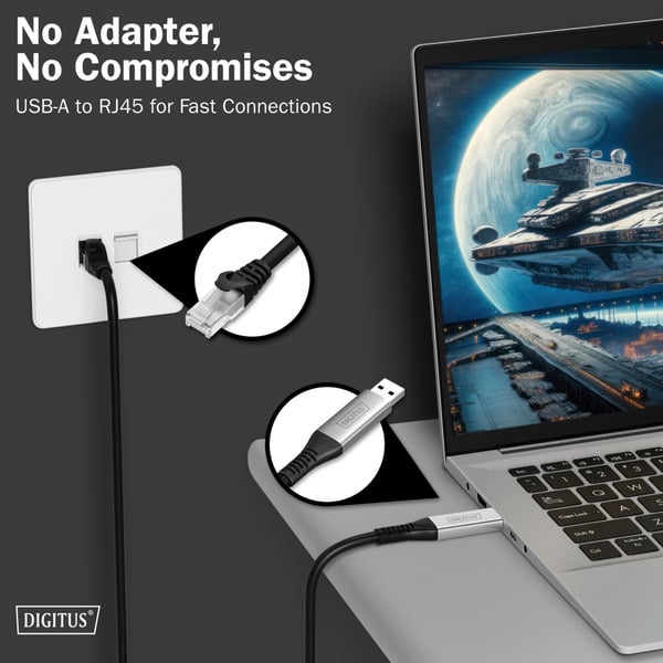 Digitus USB-A 3.2 Gen1 > RJ-45 Ethernet câble, 1Gbit/s, Adapter - Digitus - vue 8