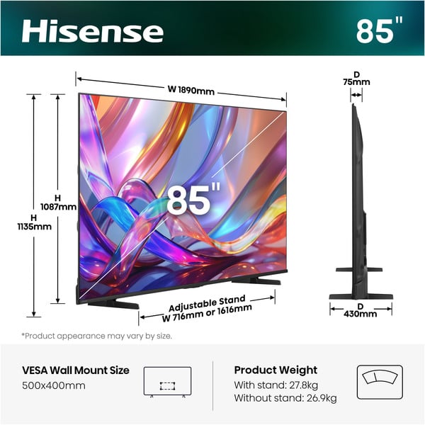 Hisense 85E7S Hi-QLED-Fernseher - Hisense - vue 5