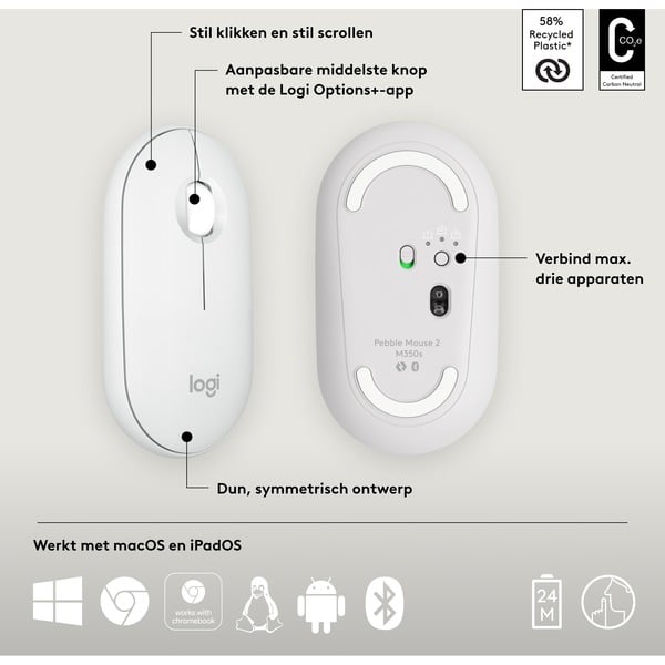 Logitech Pebble Mouse 2 M350s, souris - Logitech - vue 6