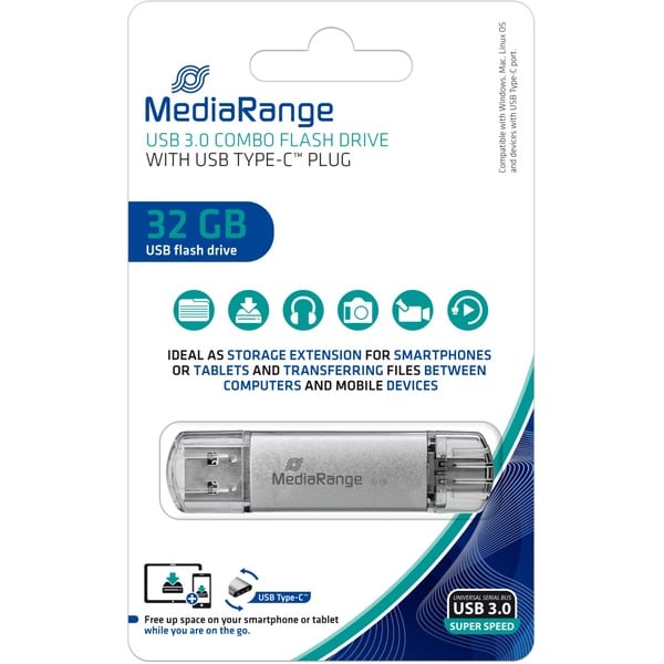 MediaRange Kombo-Speicherstick 32 GB, USB-Stick - MediaRange