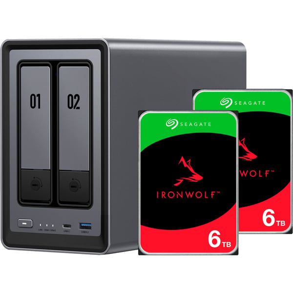 UGREEN DXP2800 + 2x 6 TB Seagate IronWolf HDD Bundle, NAS - UGREEN