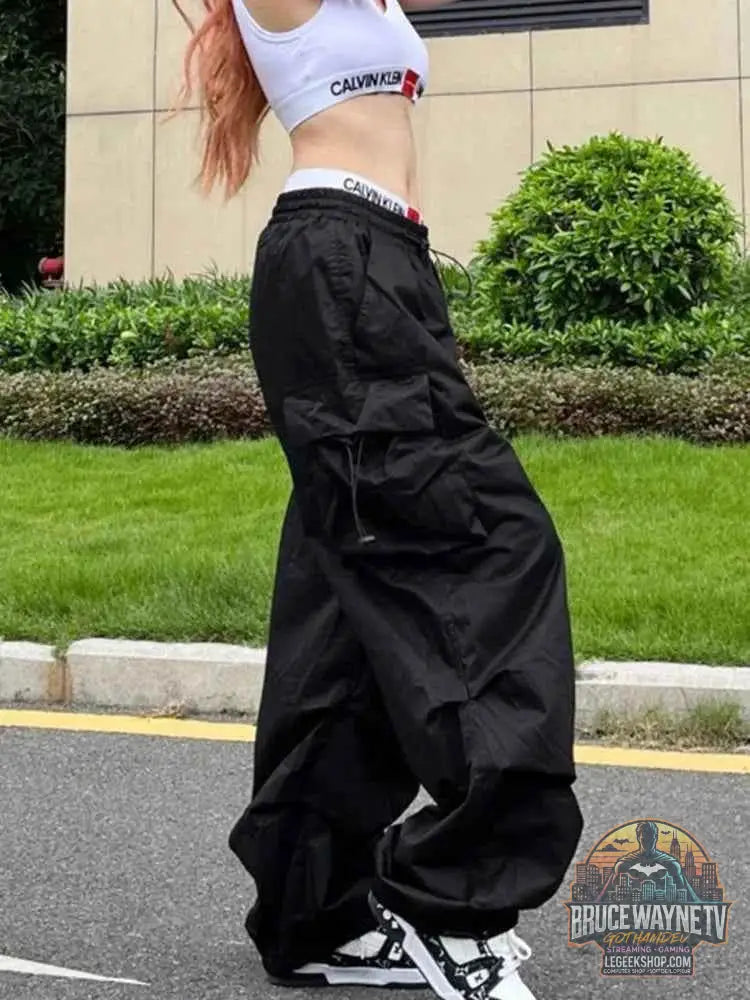 Pantalon de survêtement baggy à jambes larges pour femmes - Style Y2K Parachute Streetwear - Legeekshop
