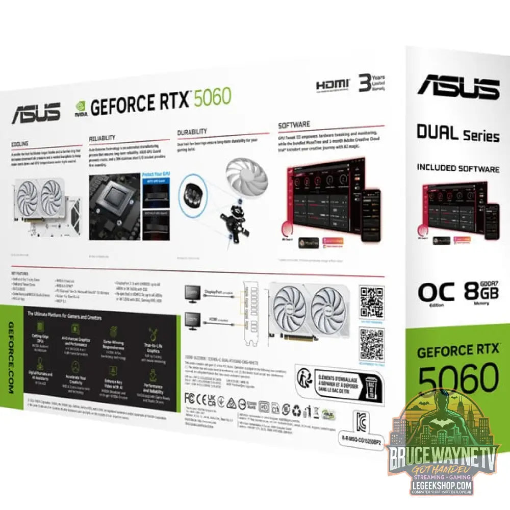ASUS GeForce RTX 5060 DUAL OC WHITE 8GB, carte graphique blanc, DLSS 4, 3x DisplayPort, 1x HDMI 2.1 - ASUS - vue 14
