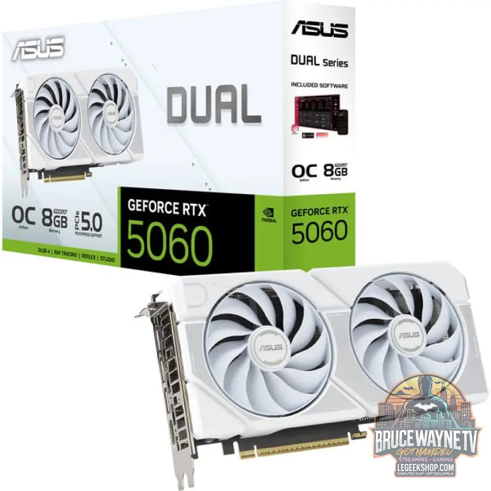 ASUS GeForce RTX 5060 DUAL OC WHITE 8GB, carte graphique blanc, DLSS 4, 3x DisplayPort, 1x HDMI 2.1 - ASUS